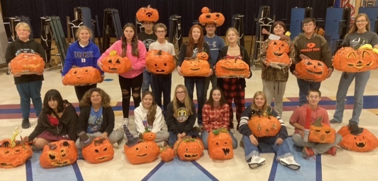 Jr. art class paper mache pumpkins!