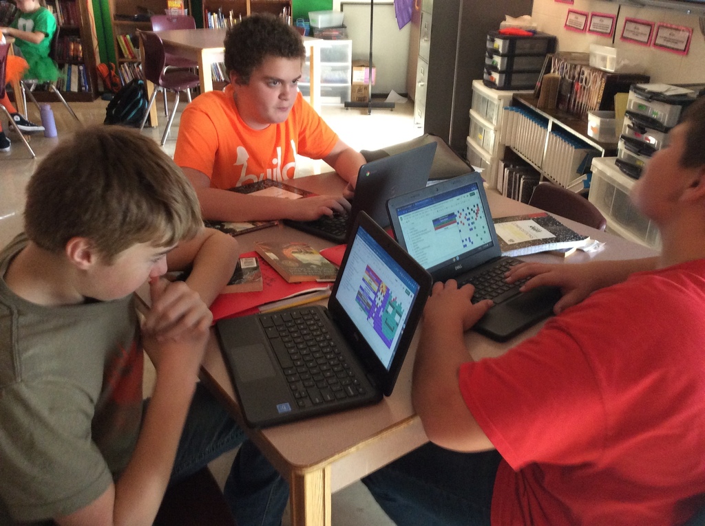 Reading students answering questions to reveal the picture.