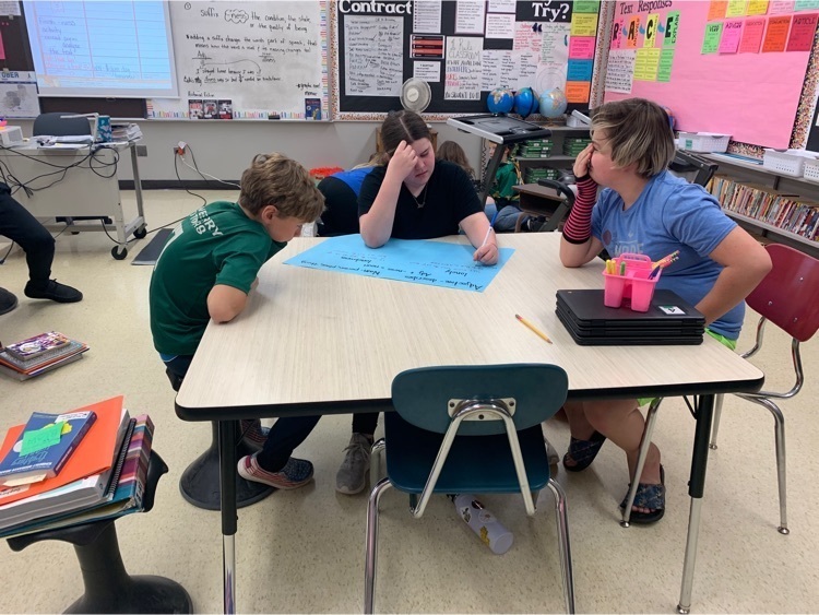 children working on a poster 