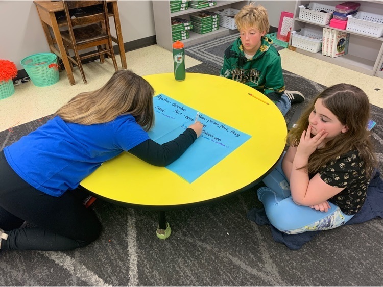 students working on a poster 