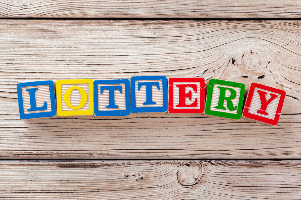 Wooden blocks that spell out Lottery