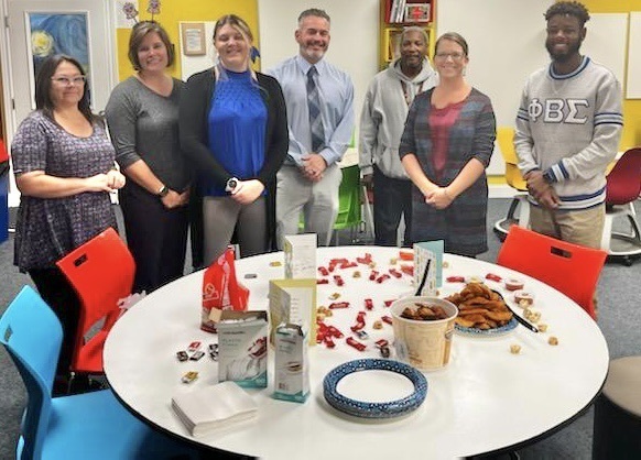 RAs staff with food