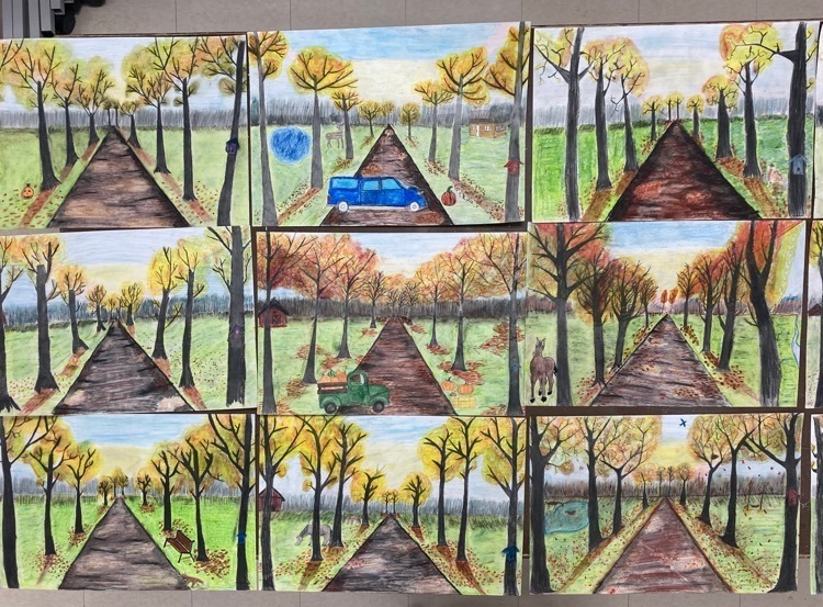 one perspective using oil pastels and colored pencils