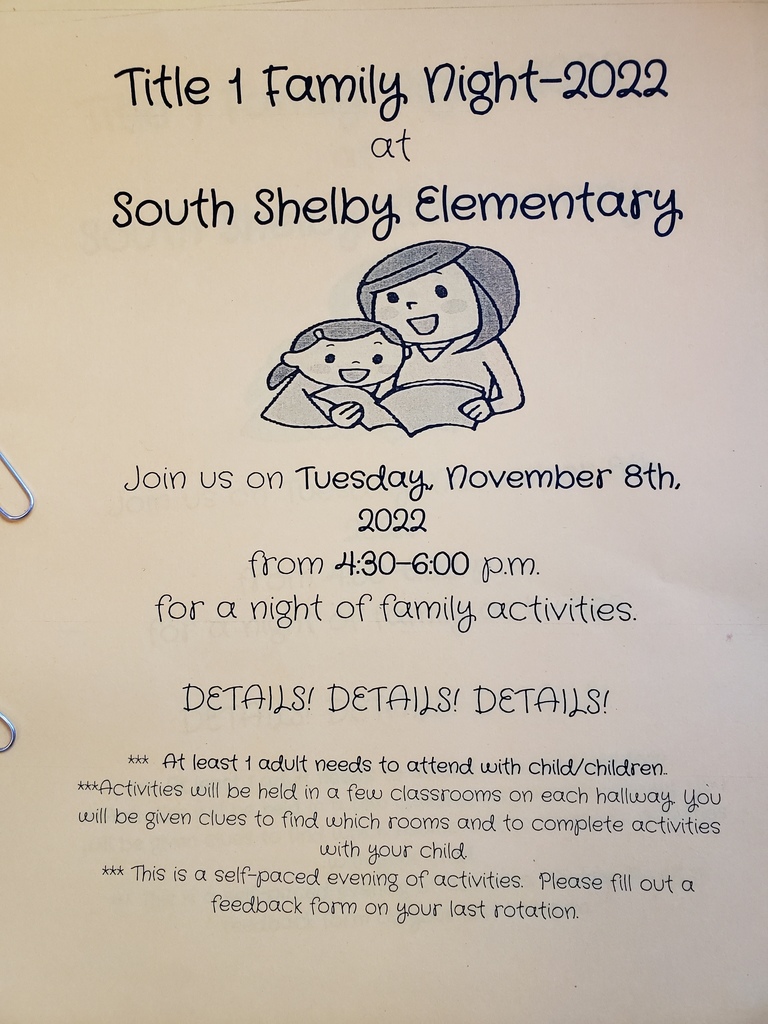 Title 1 Family Night-Nov. 8th from 4:30-6:00 p.m.