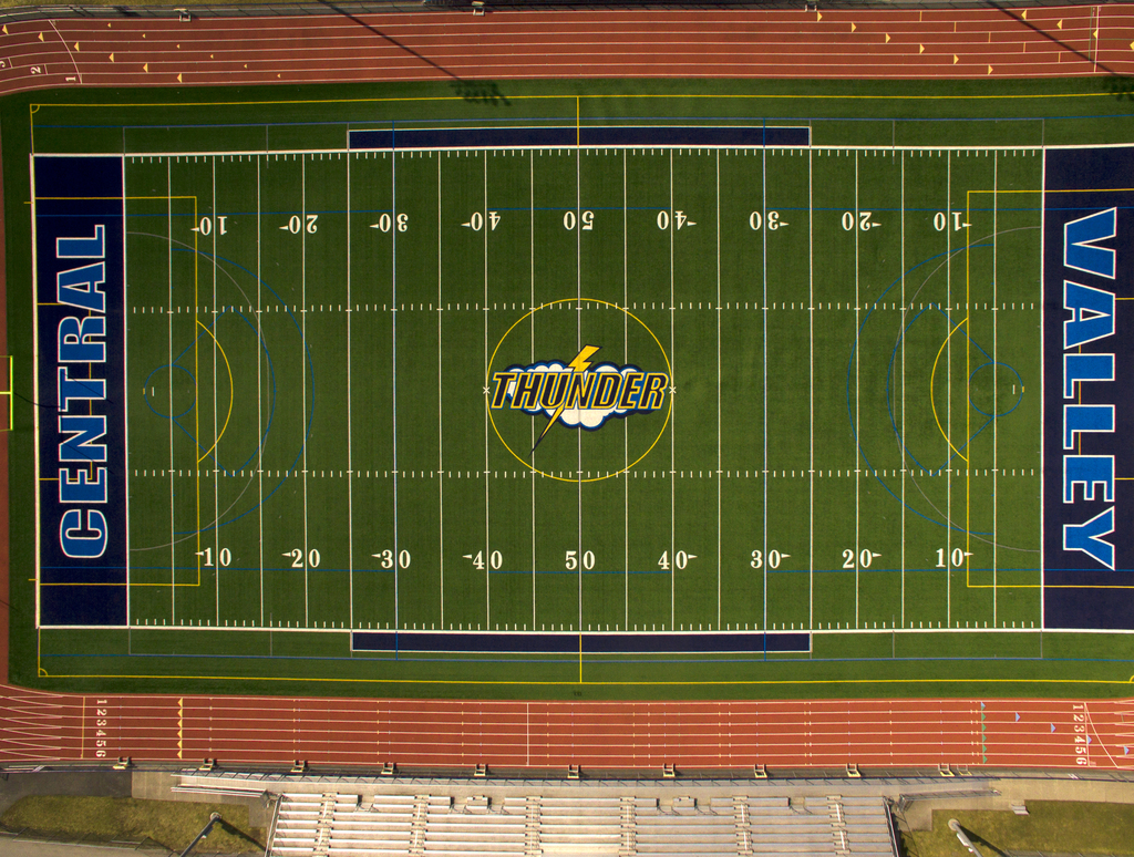 Overhead view of CV sports field