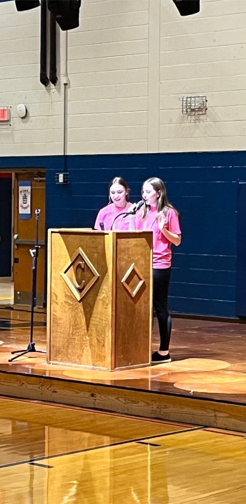 Neva and Mikayla presenting the candidate videos
