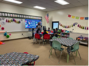 students working at desks