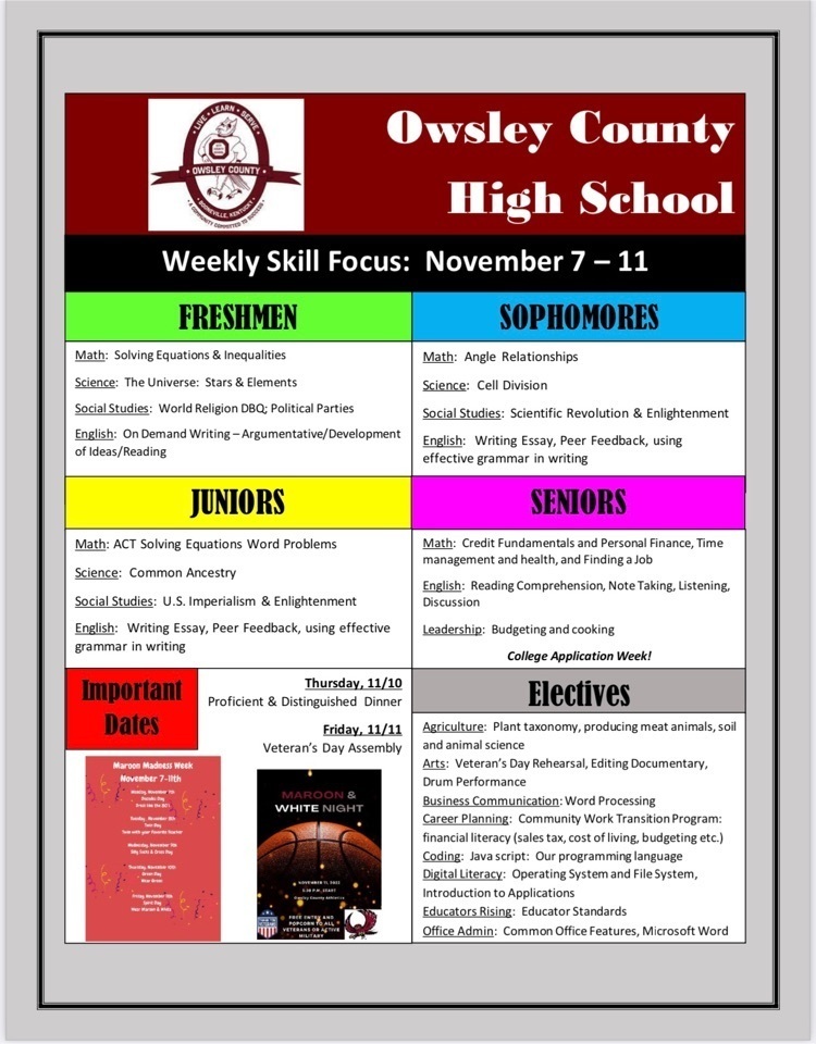 OCHS Weekly Skill Focus
