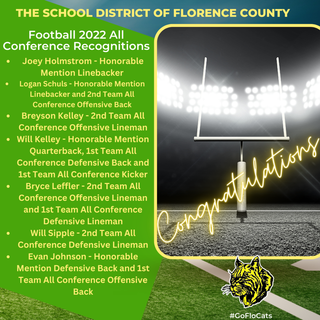 Joey Holmstrom - Honorable Mention Linebacker Logan Schuls - Honorable Mention Linebacker and 2nd Team All Conference Offensive Back Breyson Kelley - 2nd Team All Conference Offensive Lineman Will Kelley - Honorable Mention Quarterback, 1st Team All Conference Defensive Back and 1st Team All Conference Kicker Bryce Leffler - 2nd Team All Conference Offensive Lineman and 1st Team All Conference Defensive Lineman Will Sipple - 2nd Team All Conference Defensive Lineman Evan Johnson - Honorable Mention Defensive Back and 1st Team All Conference Offensive Back