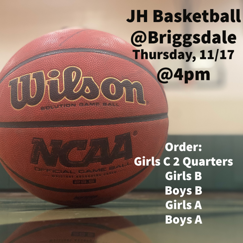 JH Basketball @ Briggsdale on 11/17 @ 4 PM