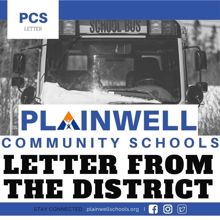 pcs letter - Plainwell community schools - letter from the district - stay connected - plainwellschools.org