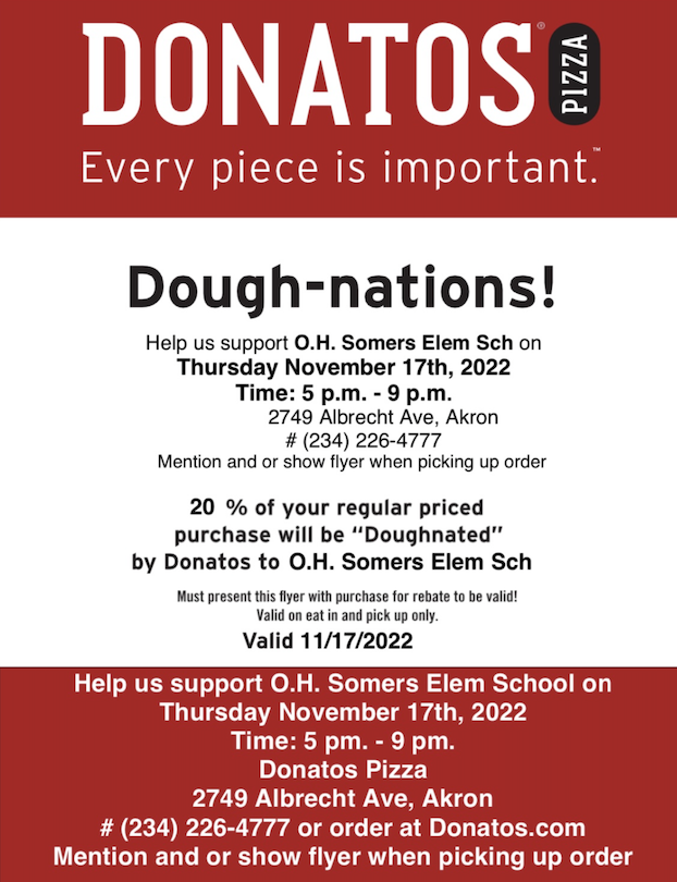Donatos Dine to Donate flyer
