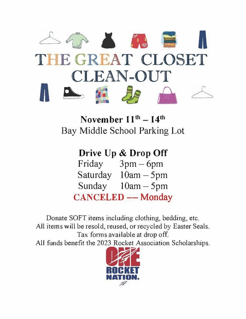 Closet Clean-Out canceled for Monday