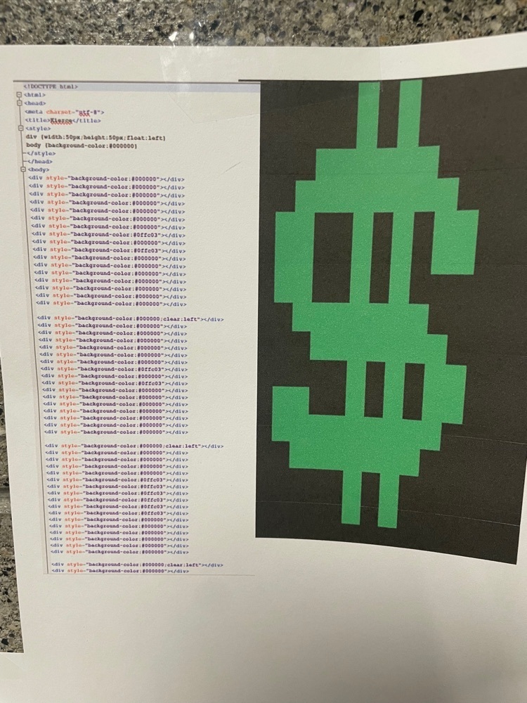 a lot of html and css goes into making one pixel art photo