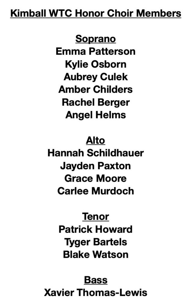 WTC Honor Choir Roster 2022