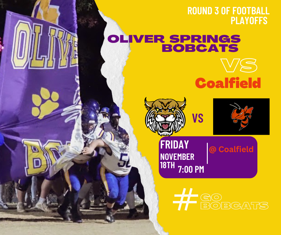 Picture of football players running through OS flag with game information