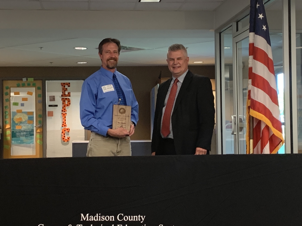 Mr Schmitz receiving CTE Teacher of the Year