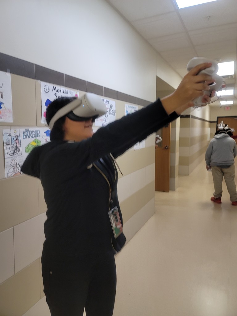 student in VR Headset