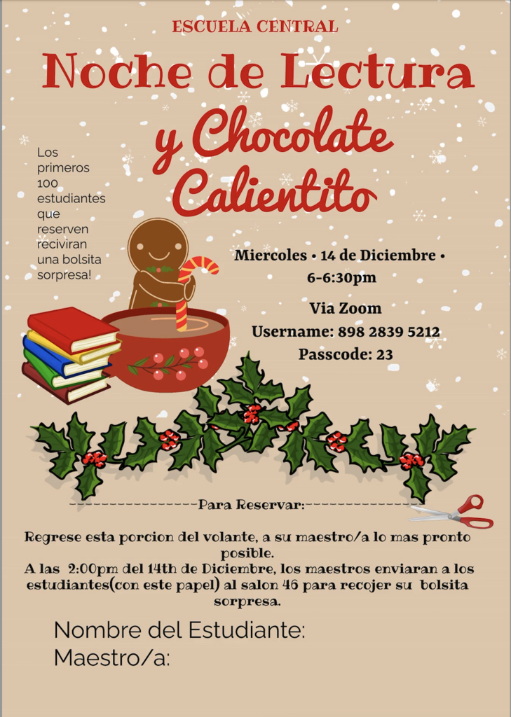 Spanish reading night flyer