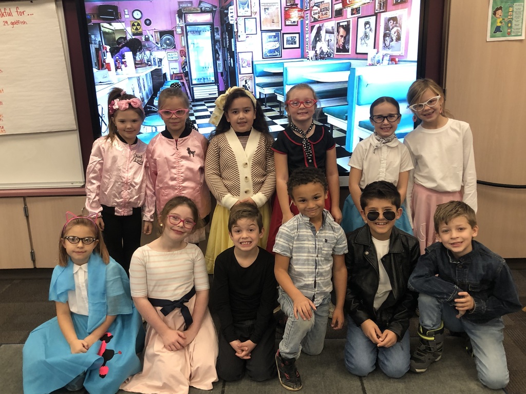 Students dressed in 1950's era clothing