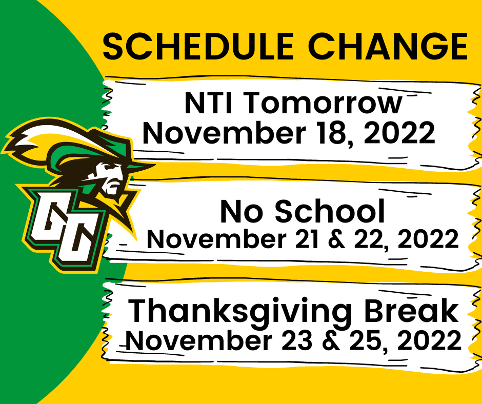 GCSD Schedule Change Nov. 18th