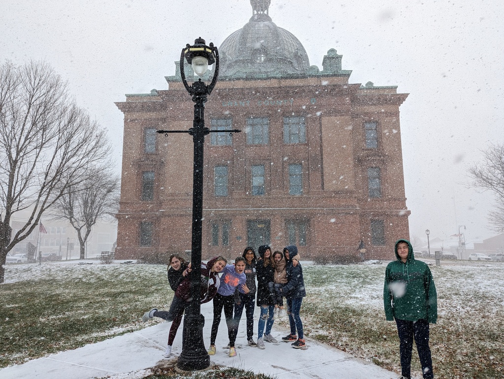 Students at Grant County's capital building.
