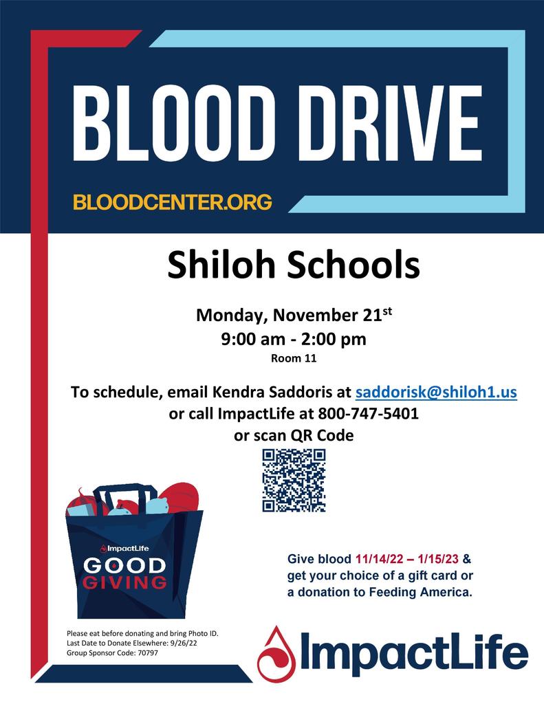 November 21 blood drive