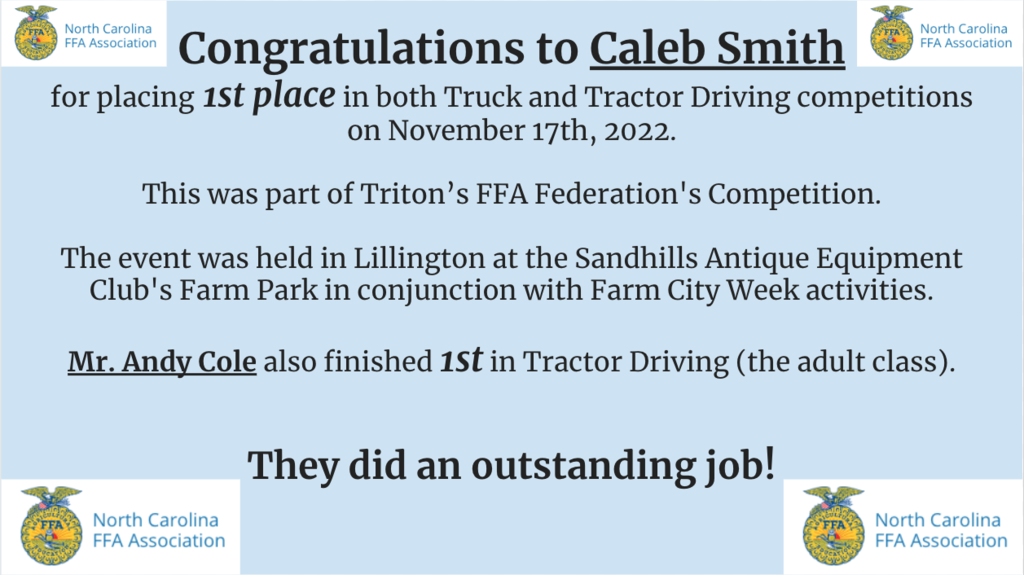 Caleb Smith 1st Place FFA Competition