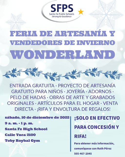 Winter Crafts Fair flyer in Spanish