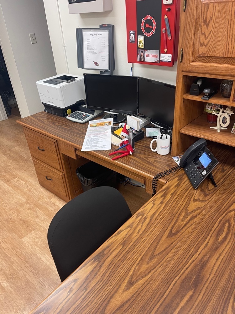 Wade helping out in the office.