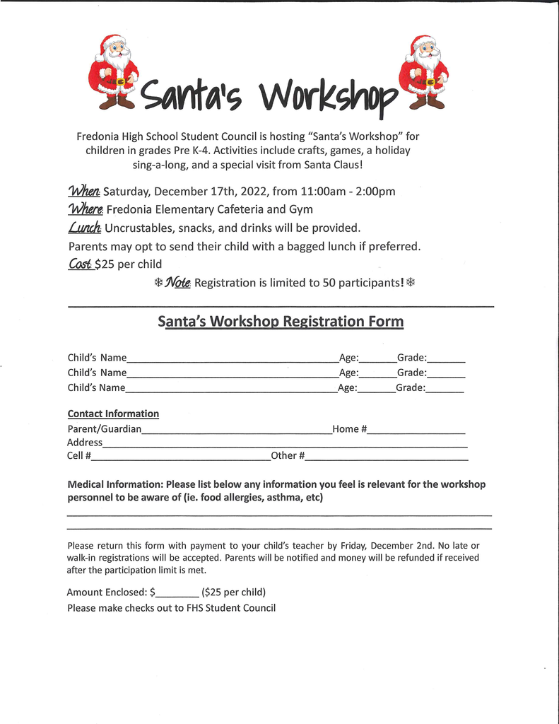 santa's workshop registration form