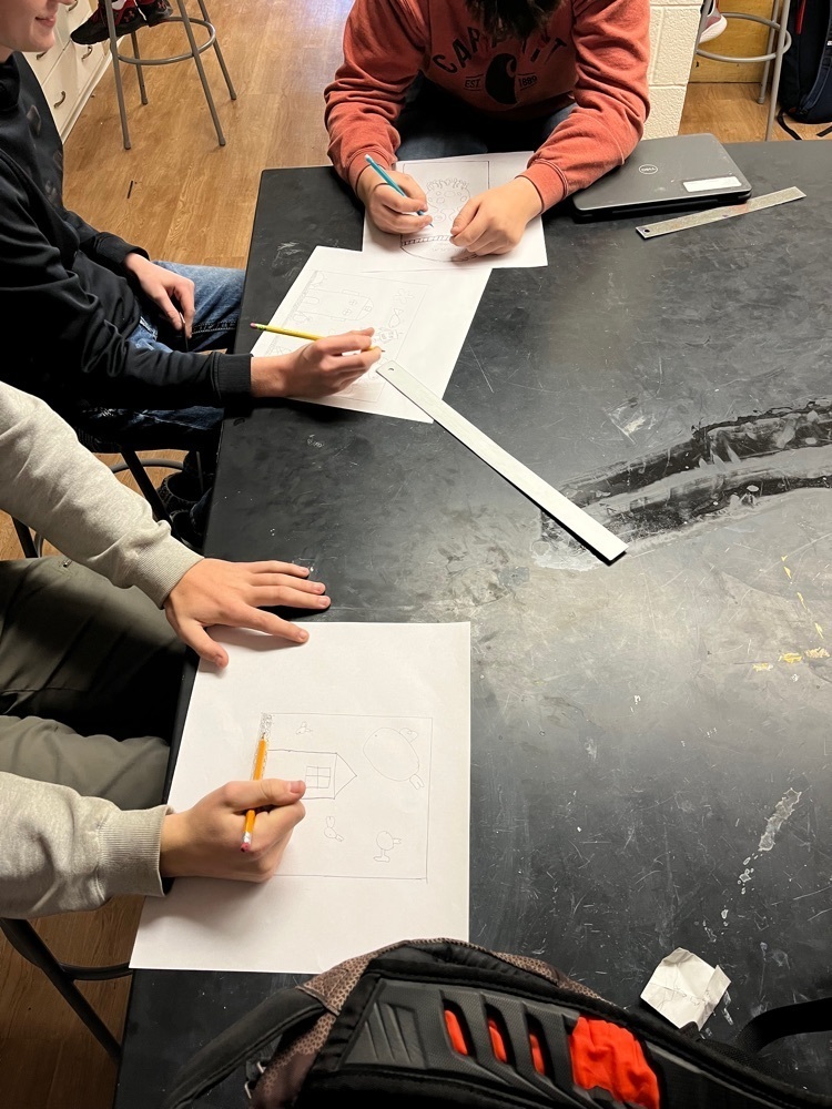 students drawing