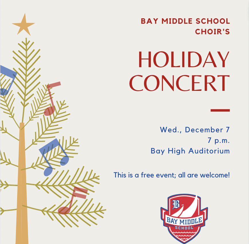 Bay Middle School Holiday Choral Concert Flyer 2022