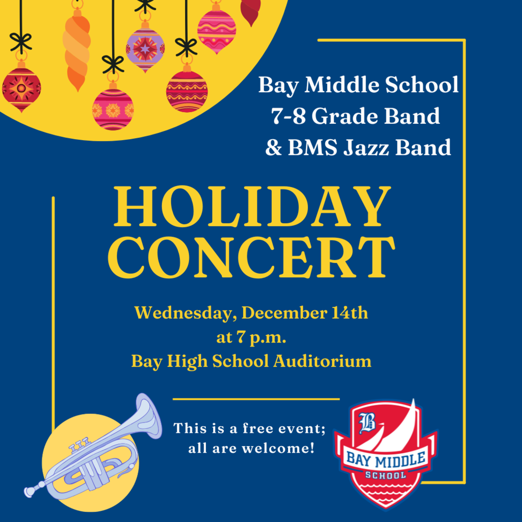 Bay Middle School Holiday Band Concert Flyer 2022