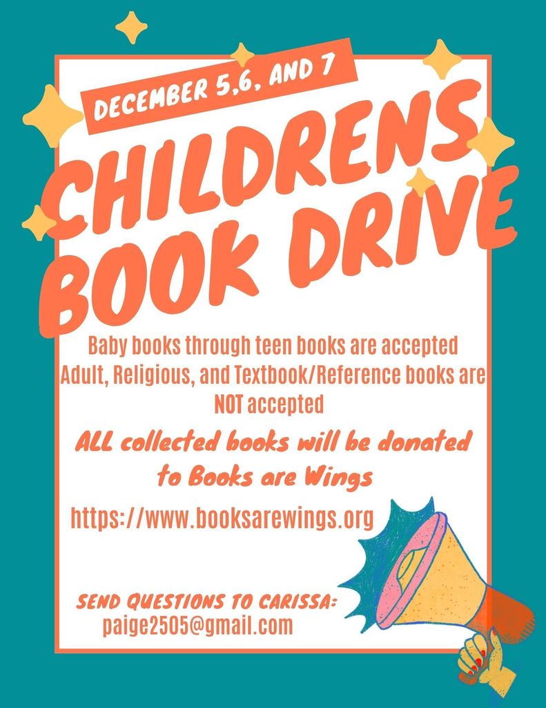 Children's book drive december 5,6, and 7 at Lippitt elementary