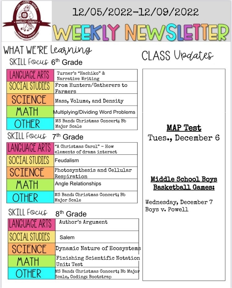 OCMS Weekly Newsletter