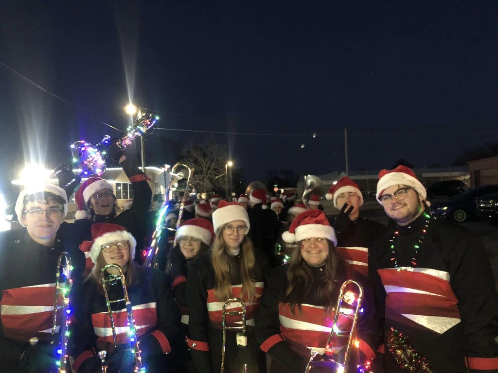 band with instruments lighted up