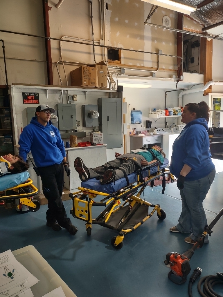 student in stretcher