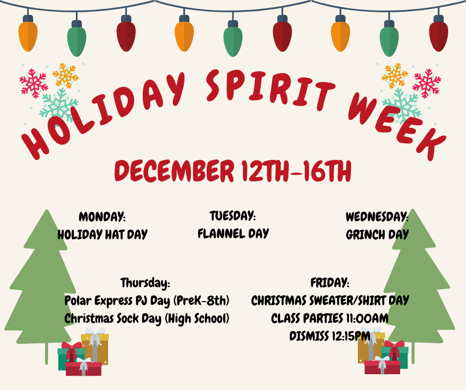 Holiday Spirit Week 12/12-12/16