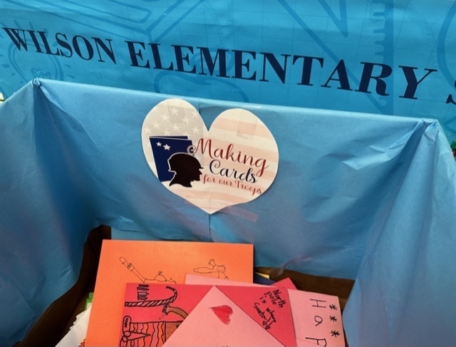 Wilson school Cards for Troops donation box