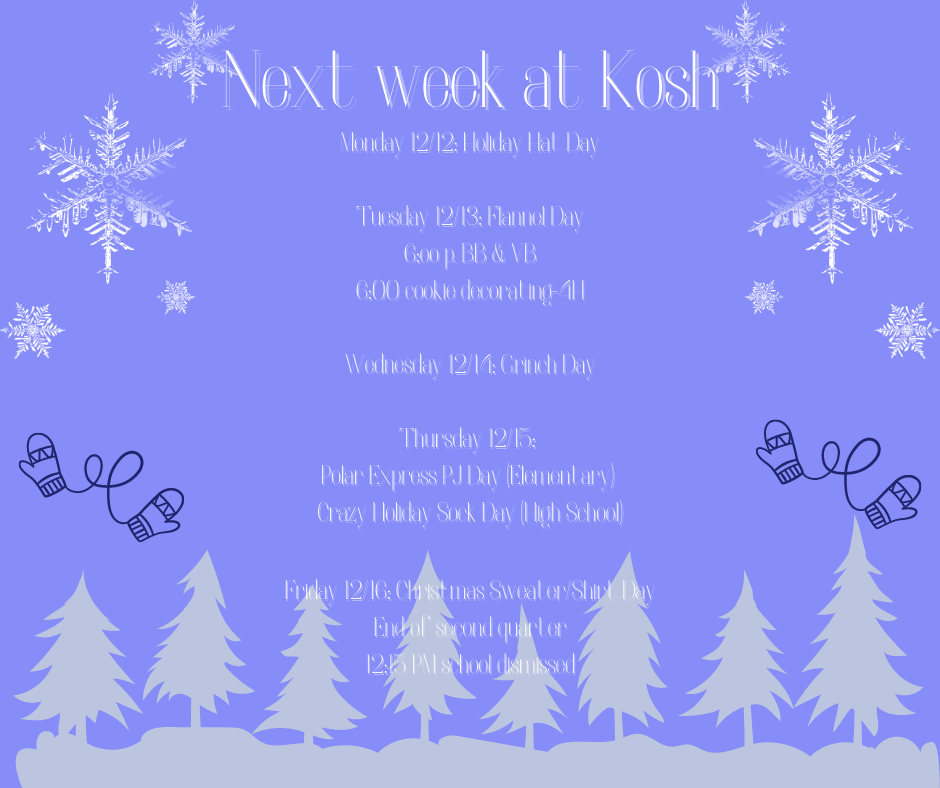 Week at a Glance 12/12-12/16