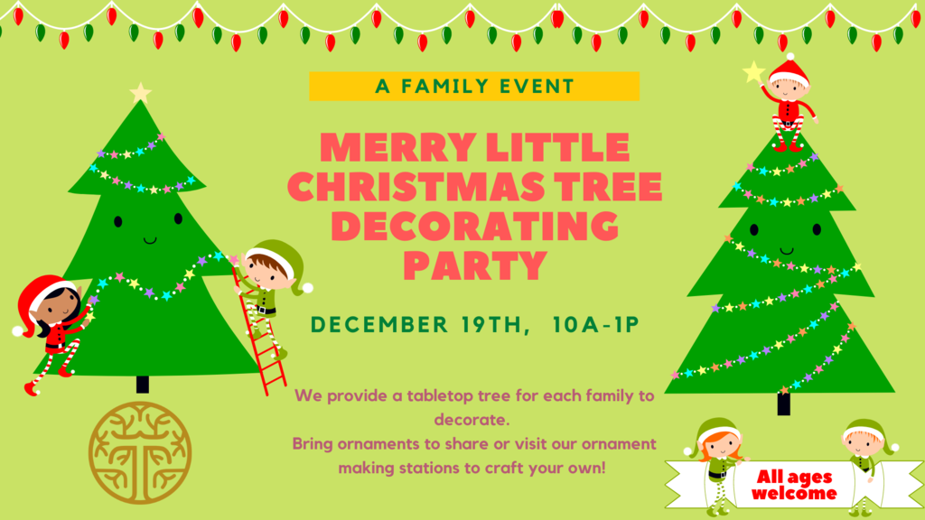light green with two Christmas trees with lights on them