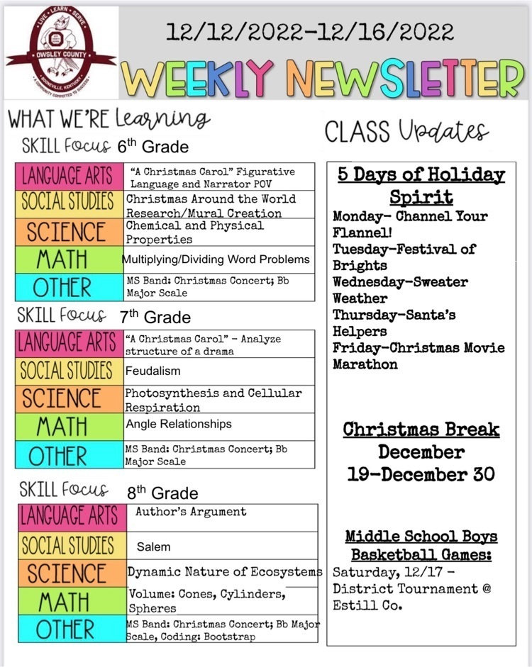 OCMS Weekly Newsletter