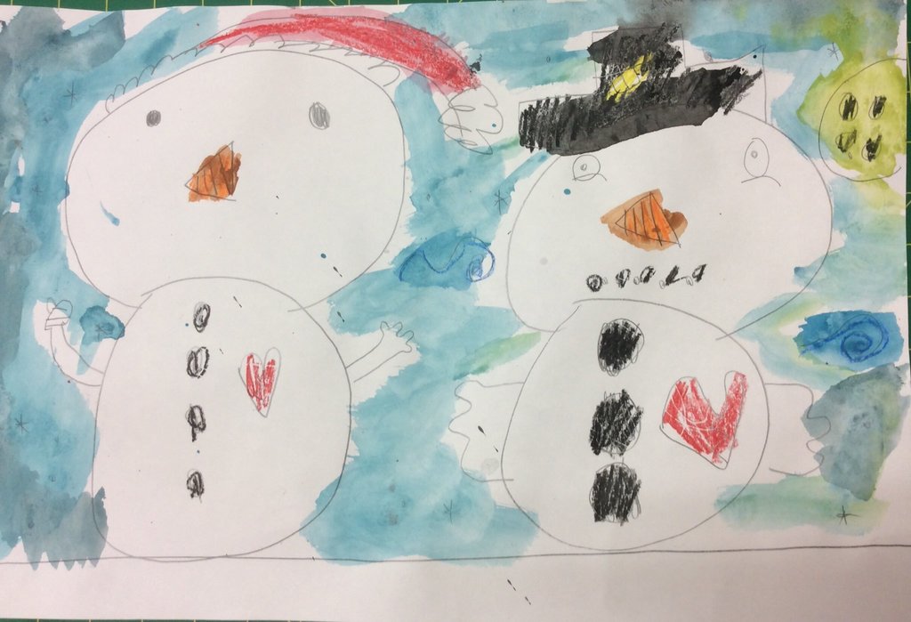 Snowmen in Normandy art class