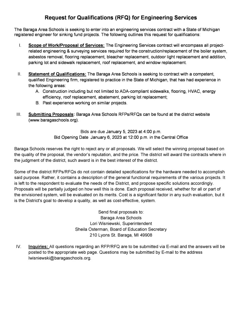 RFQ for Engineer