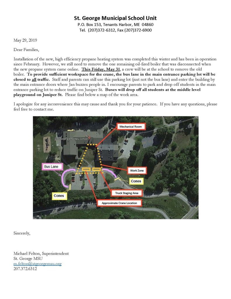 Map of Friday, May 31, work area in parking lot