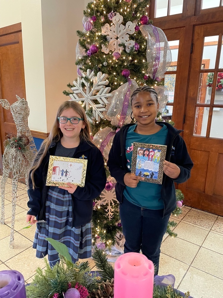 Congratulations to Lucy Calhoun and Laila Clark for their beautiful Christmas card designs .