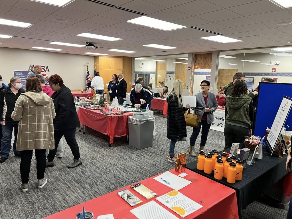 people at an info fair