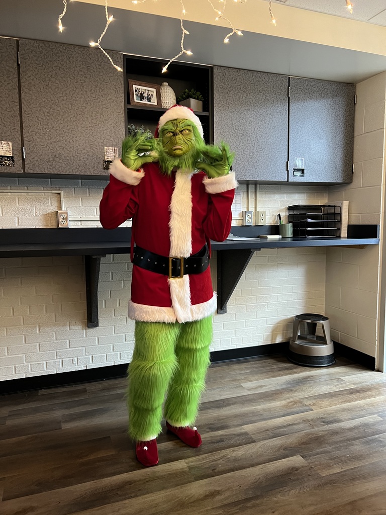 Mr. Stone dressed up as the grinch