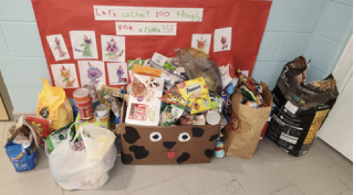 Thank you to the students at Margaret Chase Smith School who brought in pet food and toys for the Animal Welfare Society. MCS challenged students to bring in 100 items. So far they have collected 133 items! There is still time if you want to bring in an item or two before Tuesday.